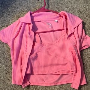 Pink cropped top set from Pacsun